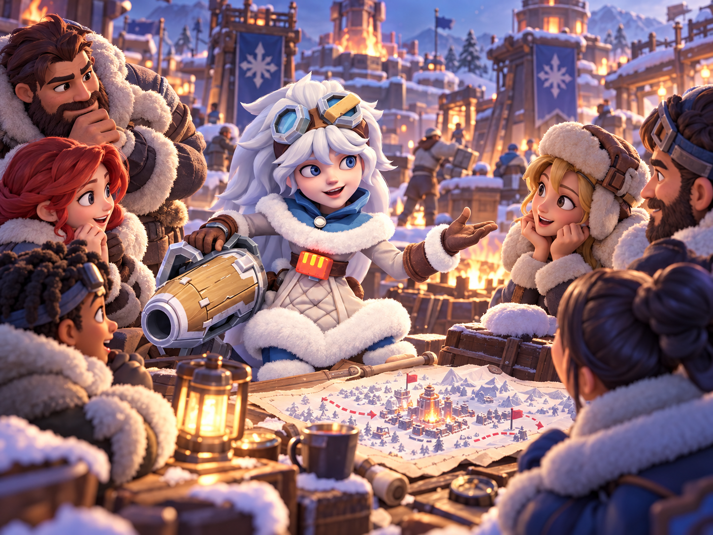 Molly shares a strategy map with fellow players